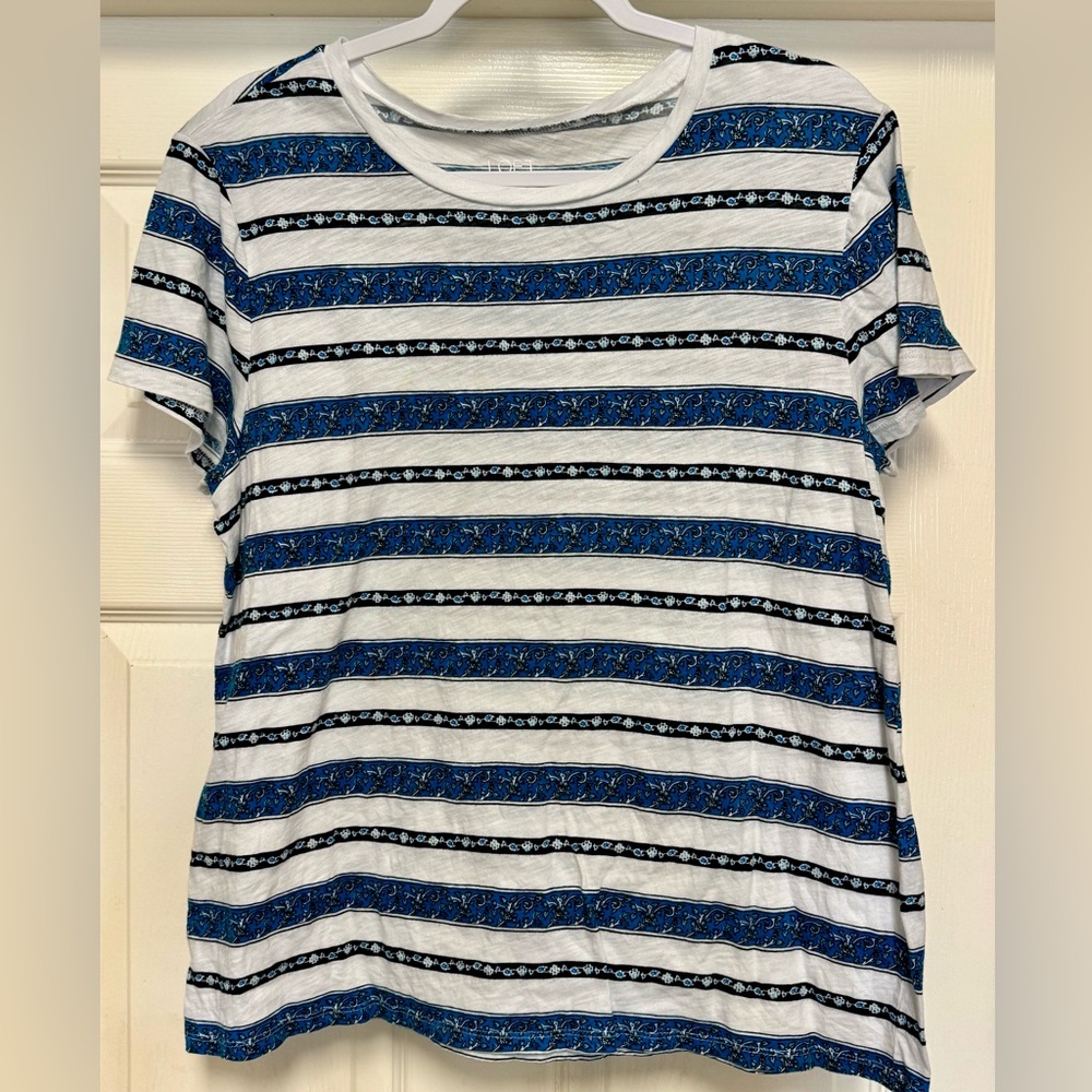 Ann Taylor Loft Outlet - Blue Striped Tee - Size:XL